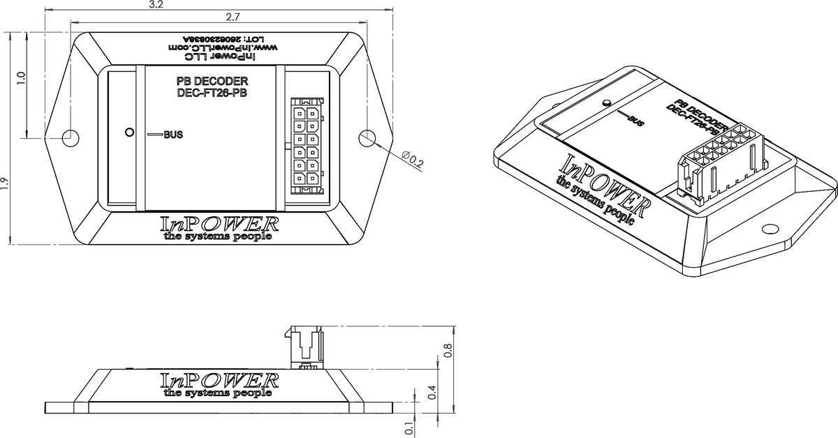 DEC-FT26-PB mechanical drawing